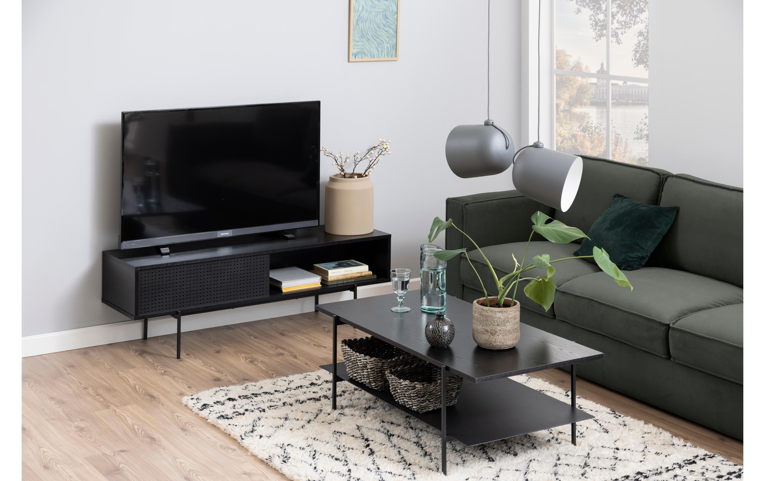 TV-Möbel Angus 140 x 40 x 44.5 cm, Schwarz<br>TV-Kommode
