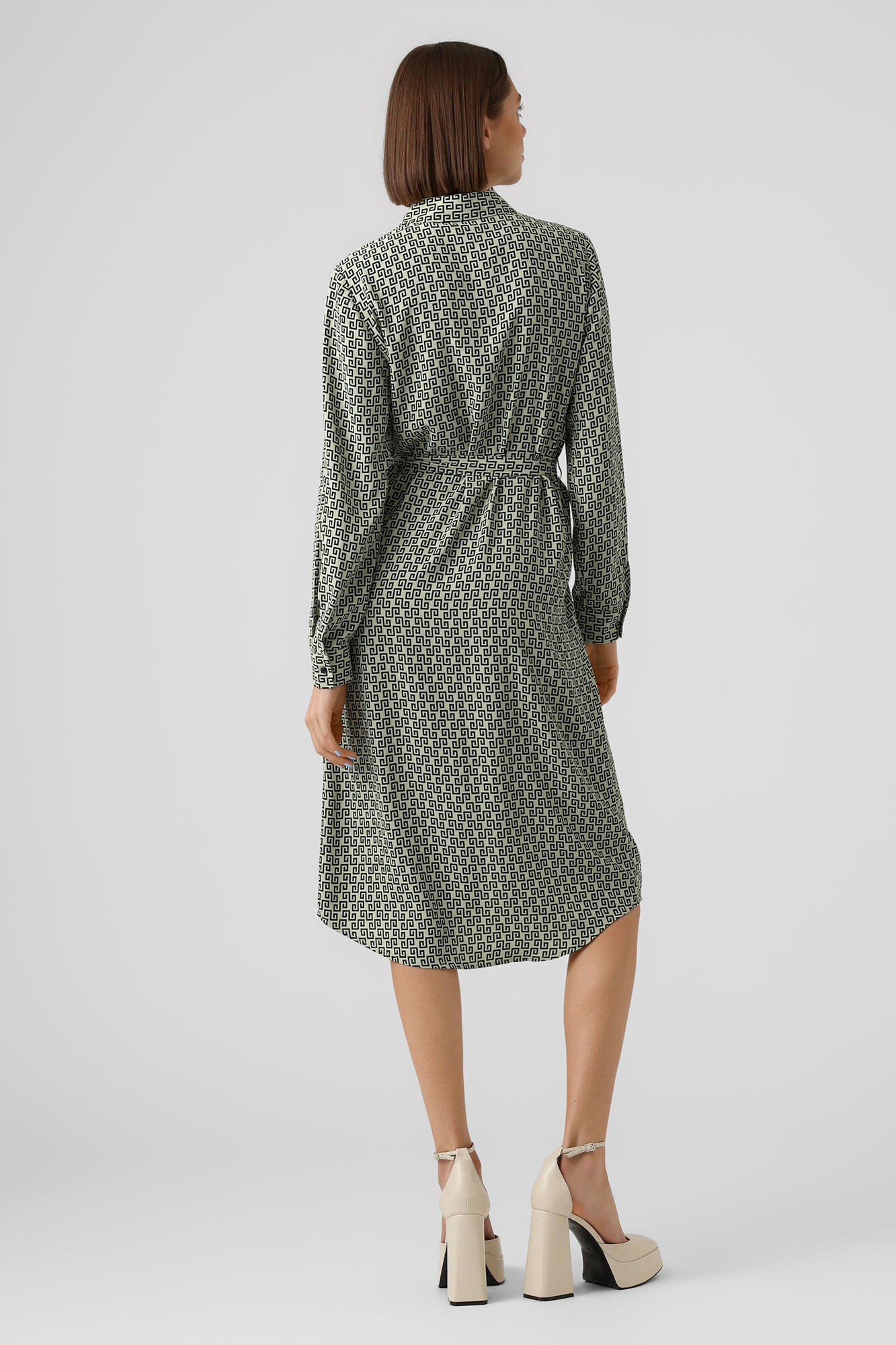 Vestido midi camisa - Verde