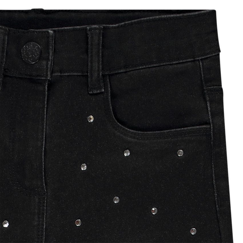 Jean trompette à strass pour fille - Noir