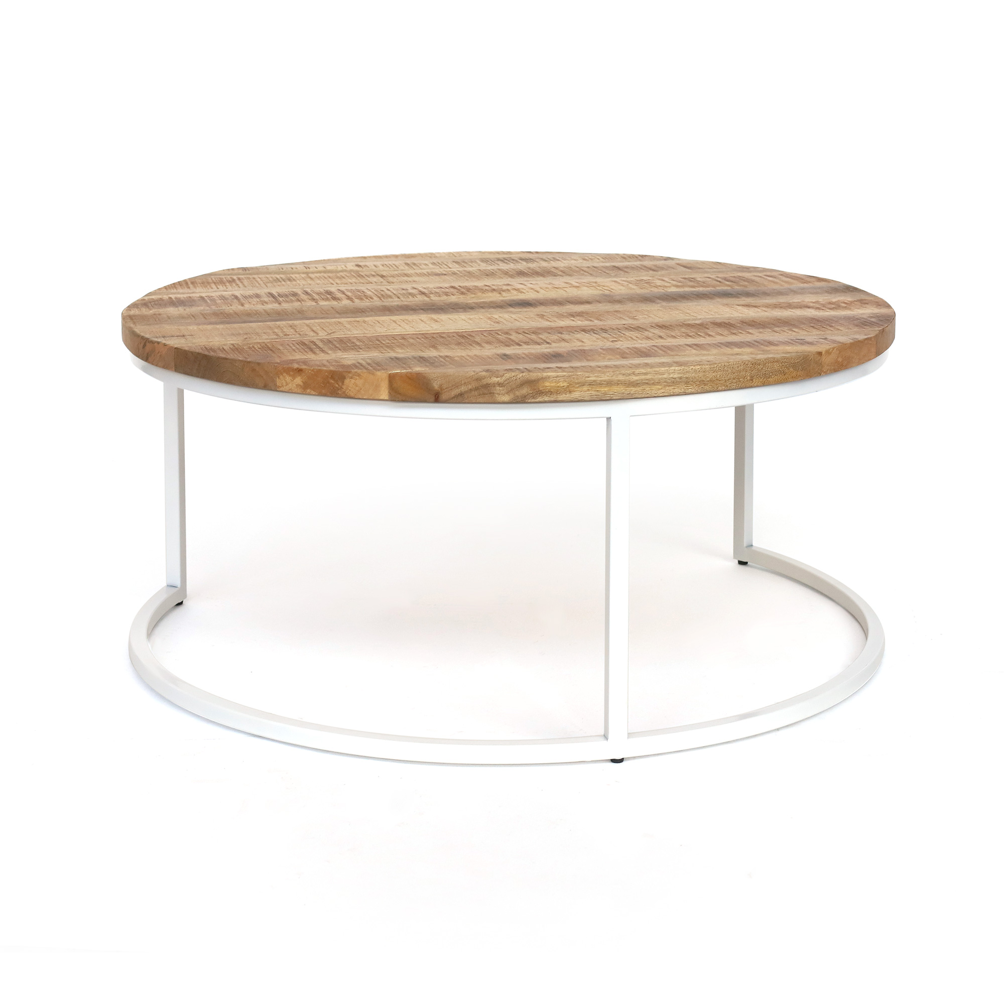 Couchtisch 'Brion' L, natur, weiß, Ø 90 cm, H 41 cm von fischer's lagerhaus