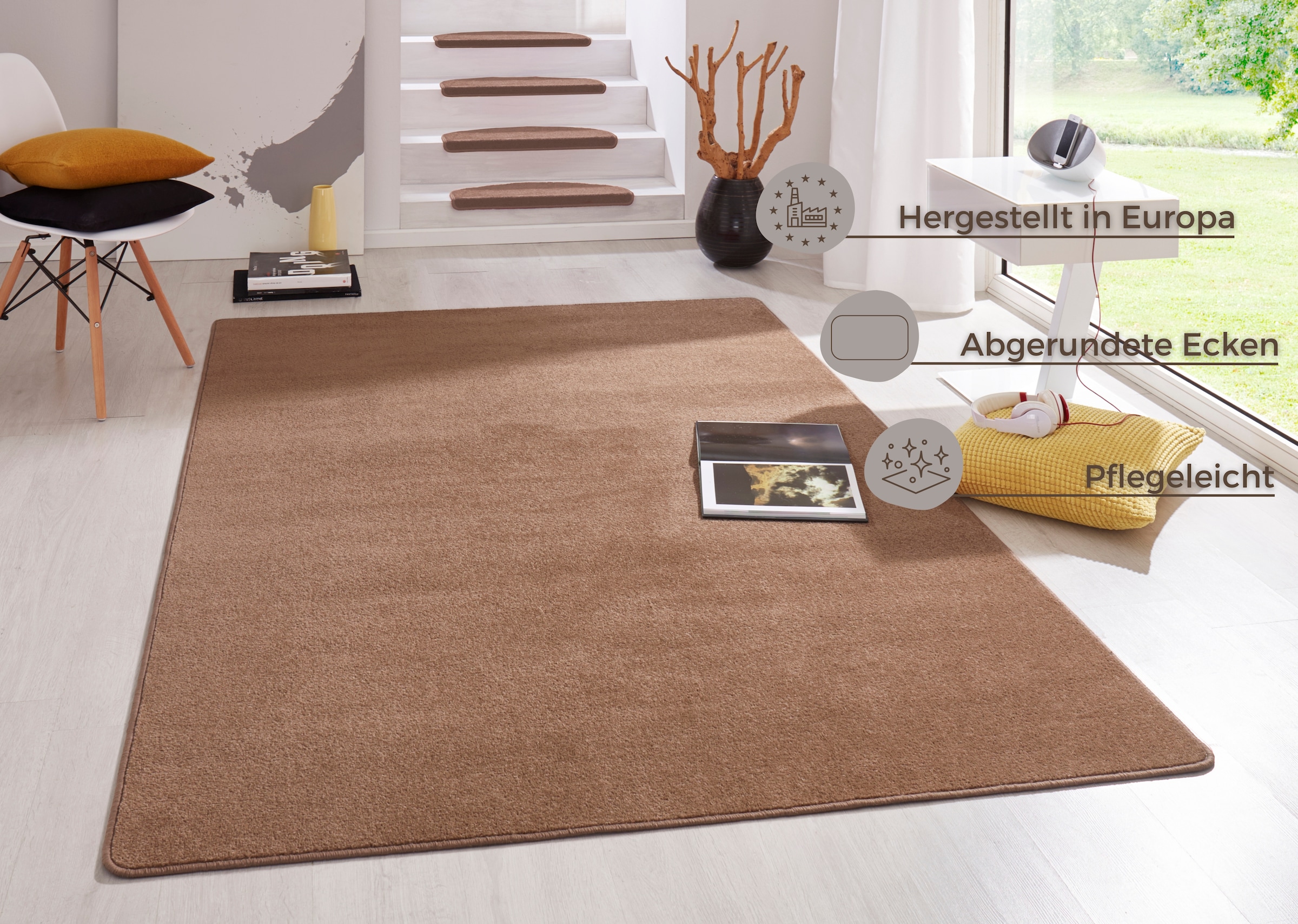 HANSE Home Teppich »Fancy« rechteckig 7 mm Höhe Kurzflor, Läufer, uni, gekettelt, Wohnzimmer, Schlafzimmer, Esszimmer