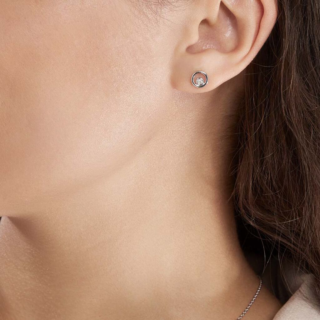 Boucles D'oreilles Puces Fidelia Or Blanc Diamant