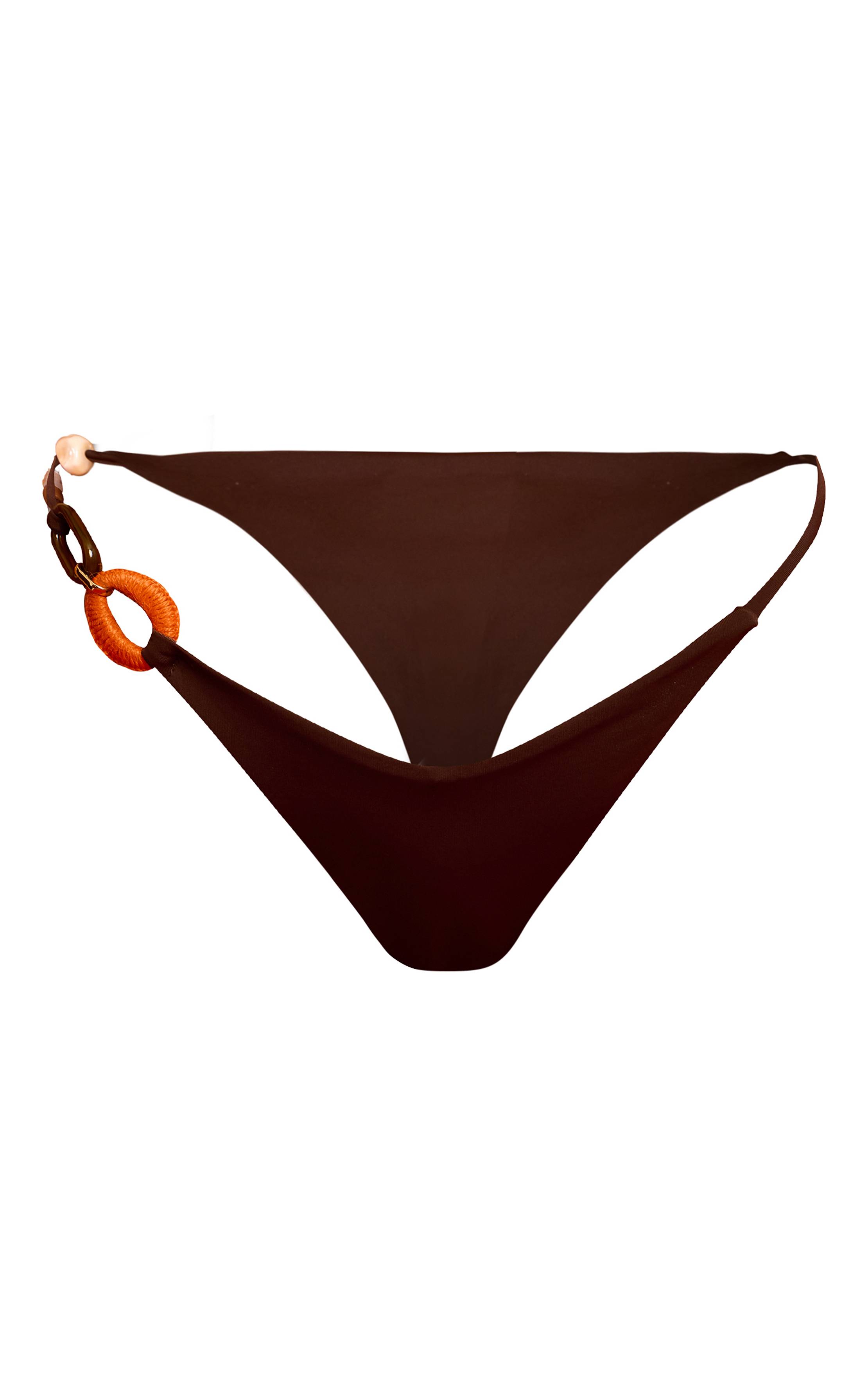 Espresso Bas De Bikini Tanga À Détails D'ornements Imprimés Mixtes