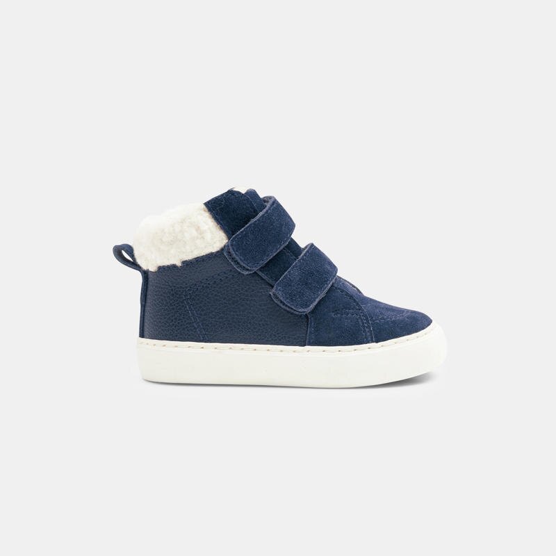 Baskets montantes fourrées à scratchs bleues bébé garçon Bleu