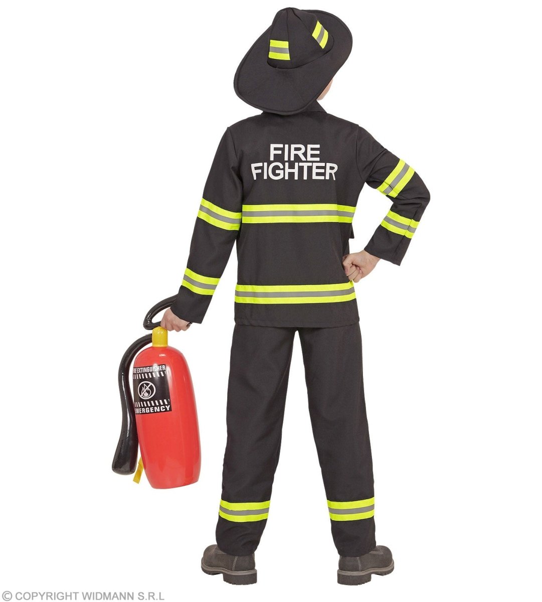 Brandweer Pak Zwart Geel Kind
