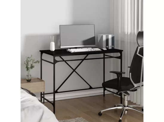 Bureau noir 100x50x75 cm bois d'ingénierie et fer
