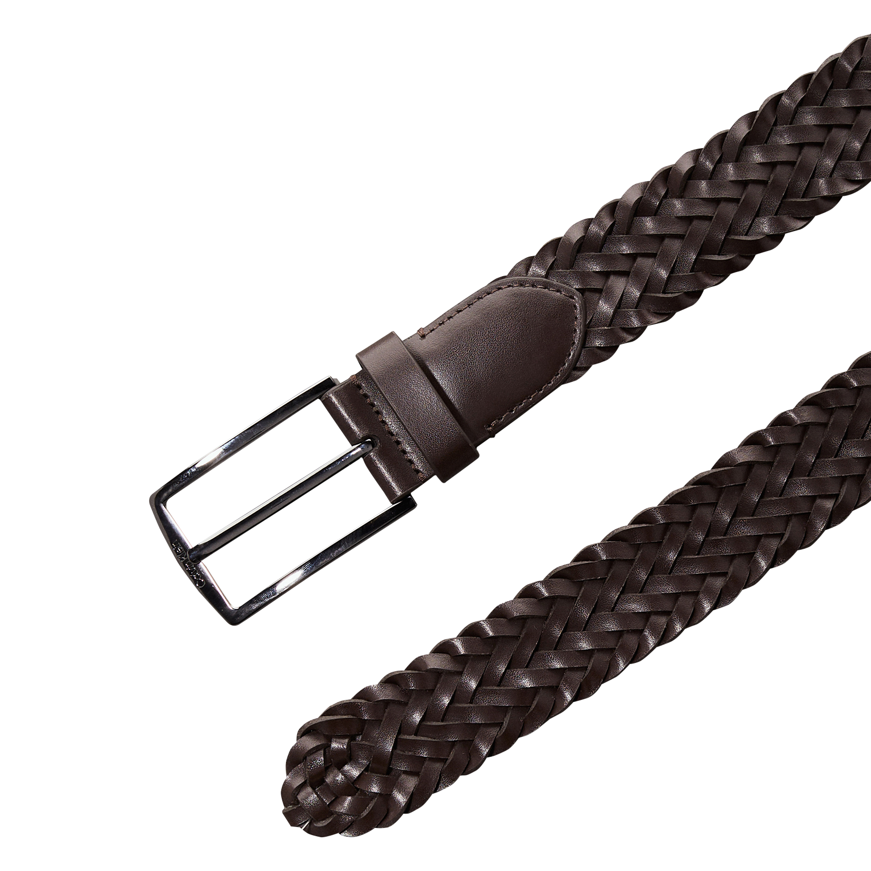 Ceinture en cuir tressé | Marron