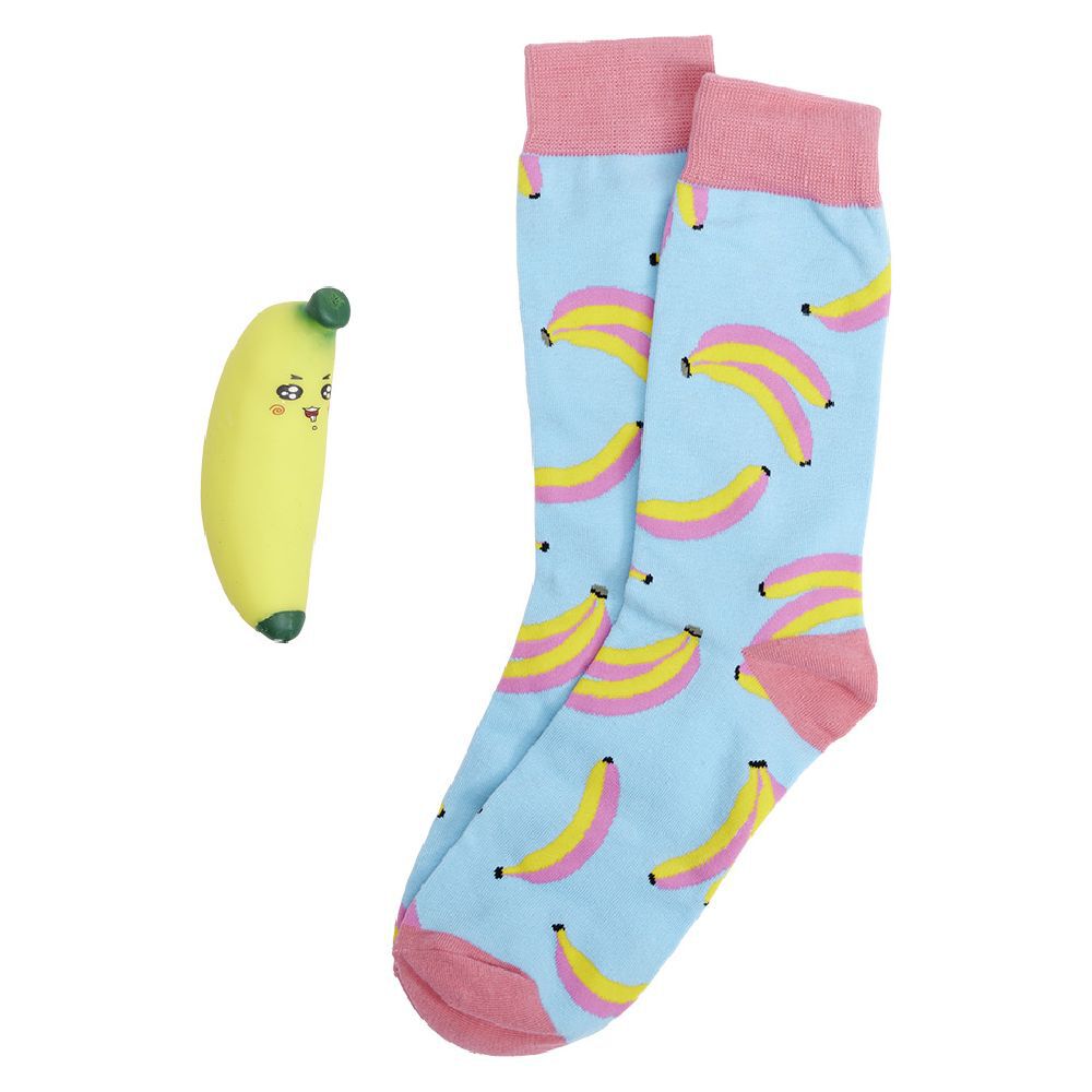 Coffret chaussettes avec balle anti stress thème banane TU