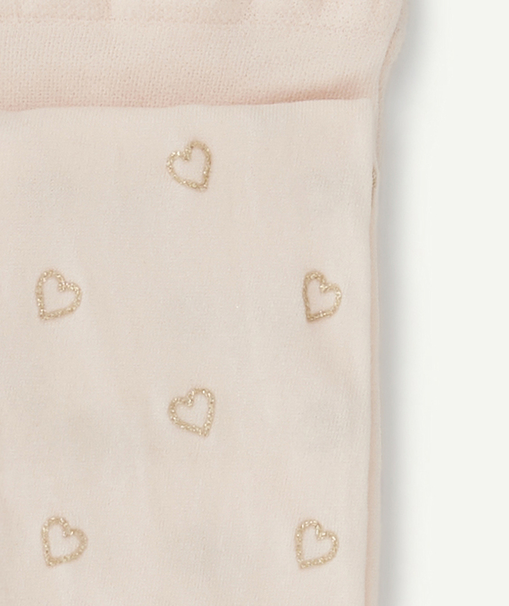 PAIRE DE COLLANTS EN VOILE ROSE AVEC MOTIFS COEURS BRILLANTS