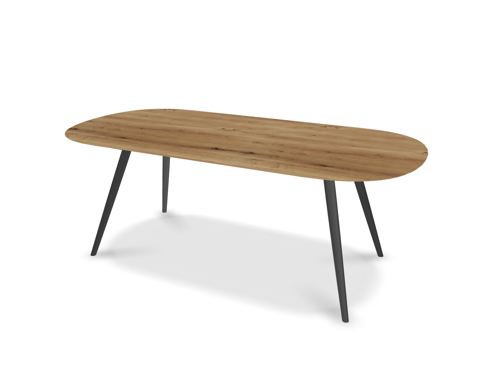 They & Me eettafel Joy – plat ovaal – eiken rustiek olie - onderstel RAL9017 verkeerszwart 200 x 100 x 75 cm | Eiken Rustiek Olie | Verjongde Rand | Frame Verkeerzwart