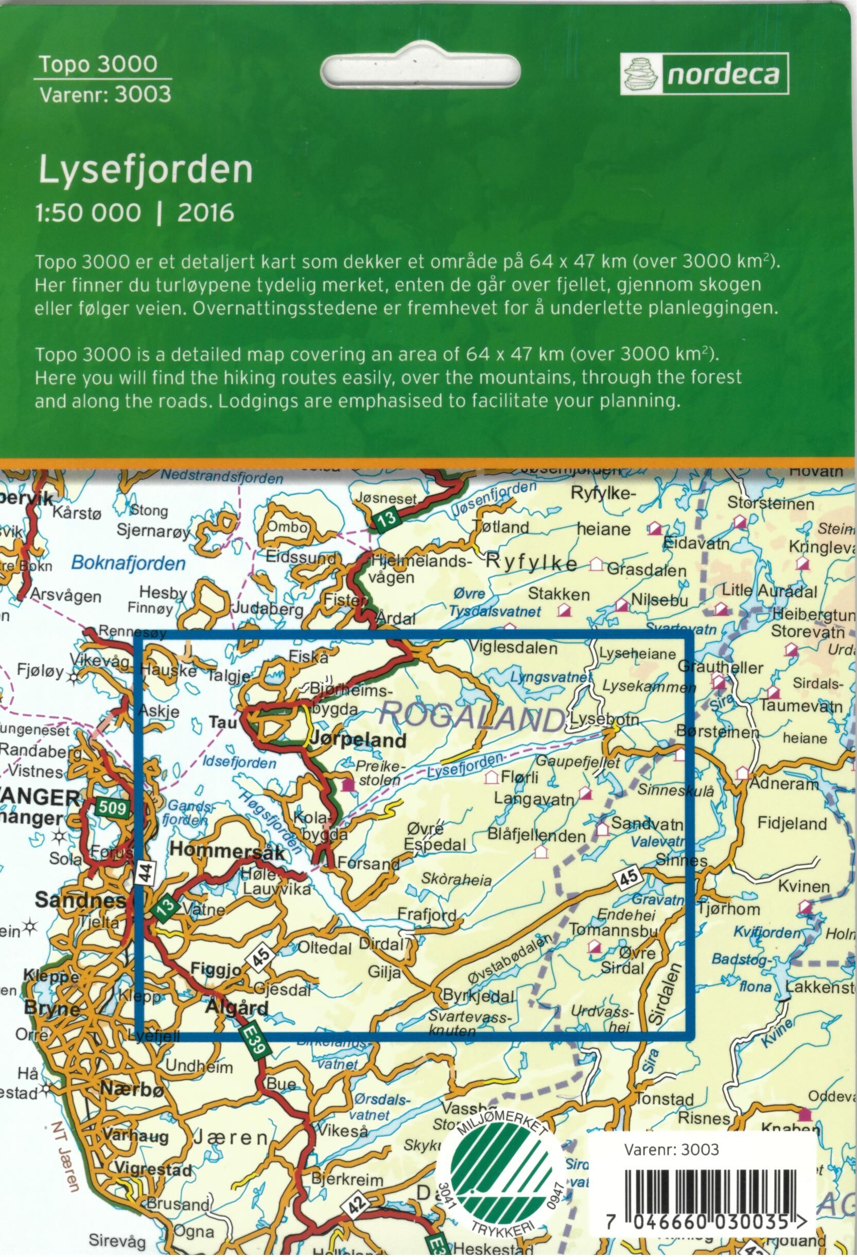 NORDECA - 3003 LYSEFJORDEN 1 50 000 NORVEGE
