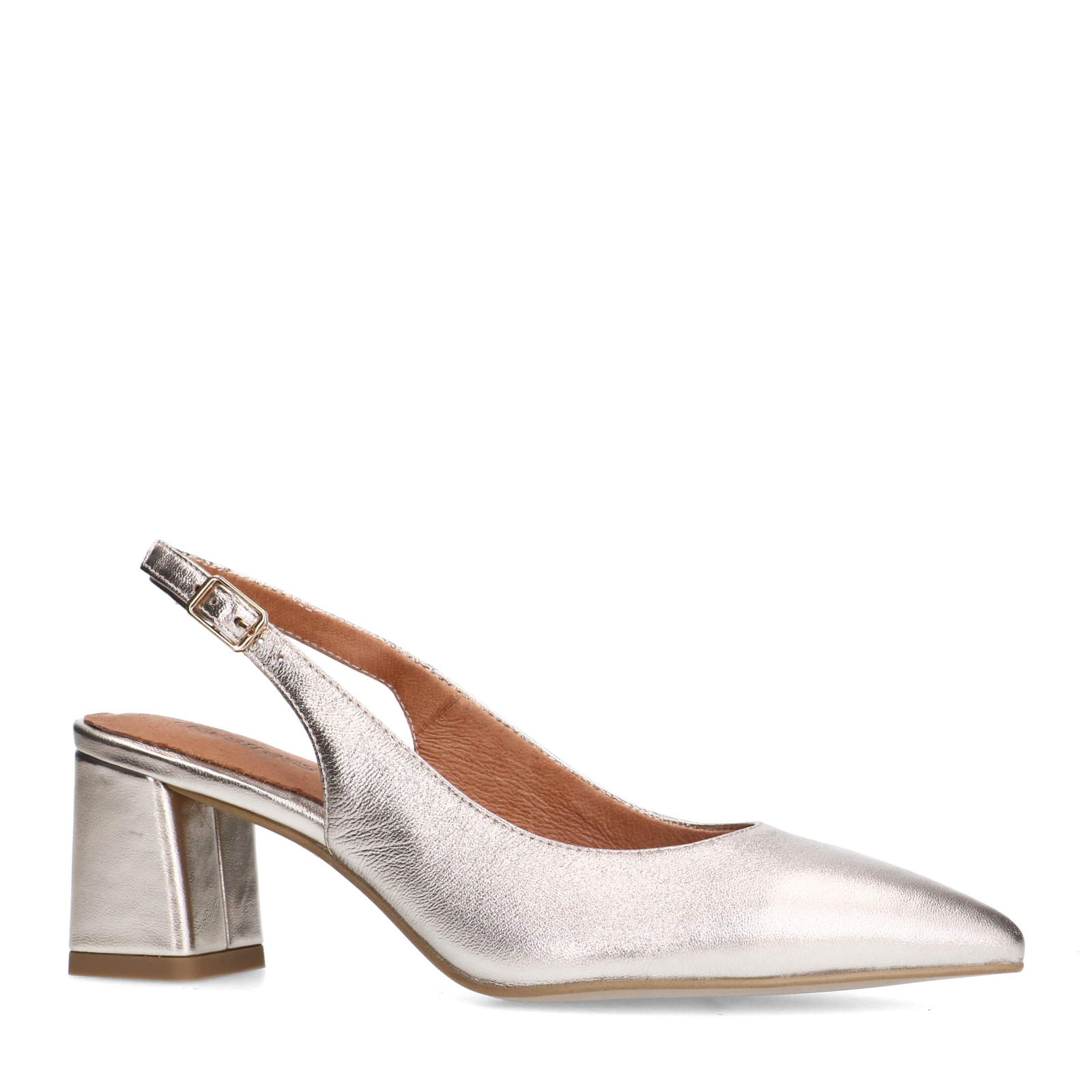 Goudkleurige leren slingbacks