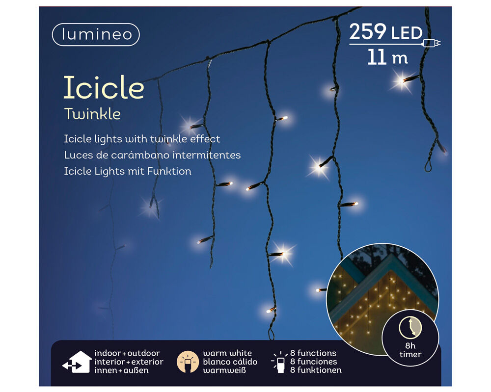Lumineo Twinkelend- IJspegelverlichting - 259 - Warm wit - 110 cm