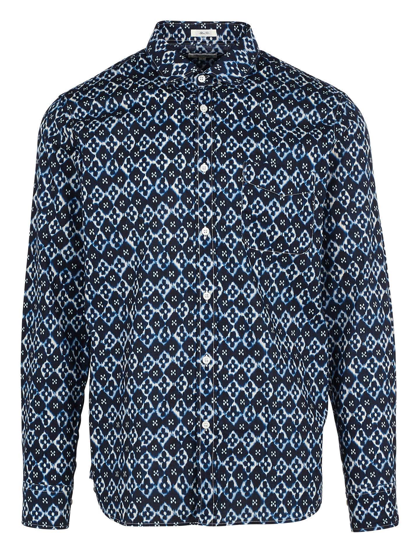 STORM - Chemise col classique slim-fit imprimée en coton| Bleu