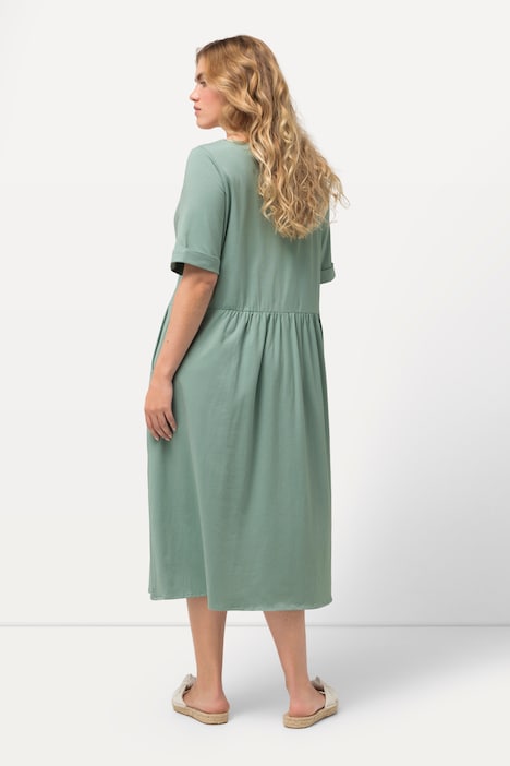 Jersey-Midikleid, A-Linie, Rundhals, Halbarm