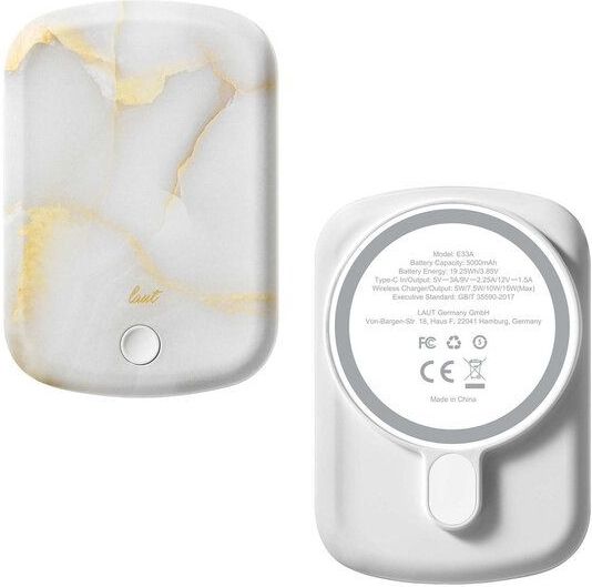 LAUT - Handy MagSafe Powerbank - Marble Wit - 5000 mAh