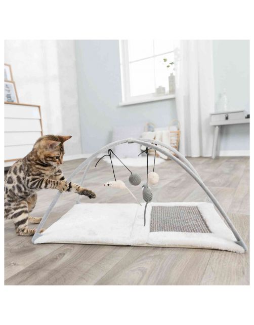 Trixie Junior Krabmat Met Speelboog - Krabplank - 60x33x42 cm Lichtgrijs