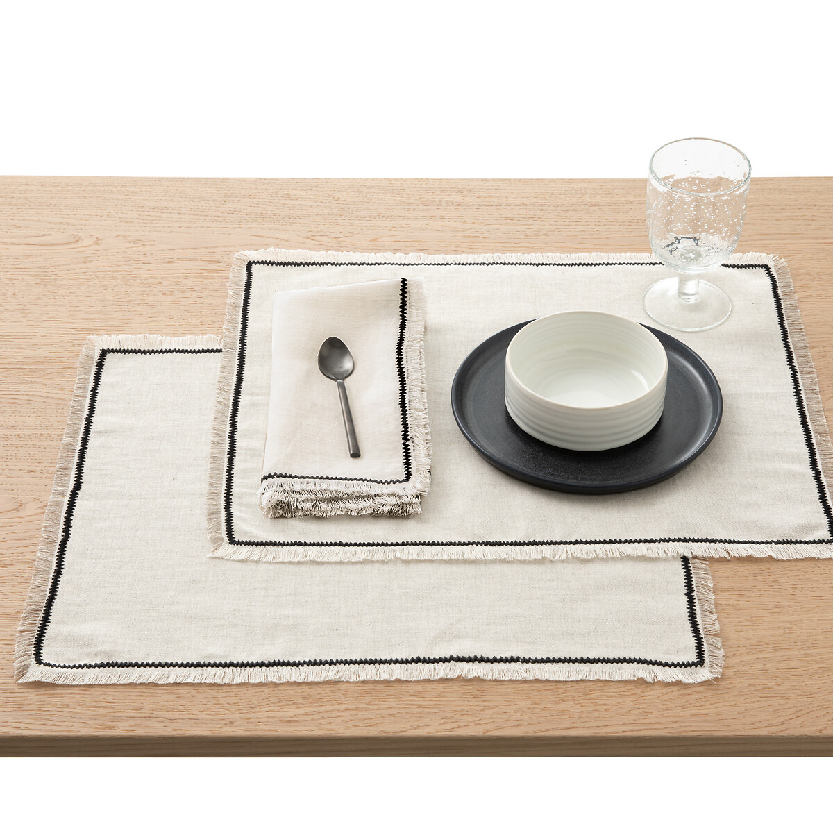 LA REDOUTE INTERIEURS<br>Conjunto de 2 individuais de mesa em linho/algodão Menorca