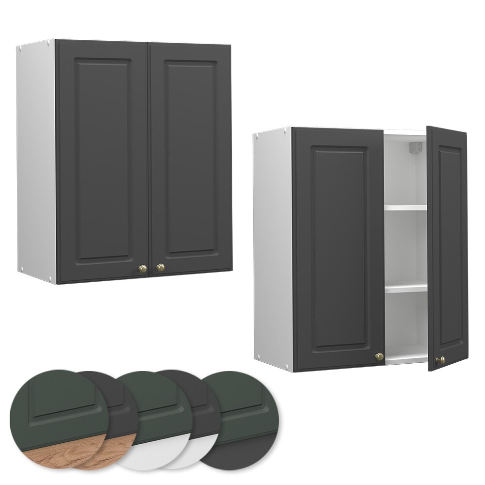 Vicco Hängeschrank Küchenschrank Küchenmöbel Fame-Line Weiß Anthrazit-Gold Landhaus 60 cm Küche Einbauküche Hängeschrank Drehtür Einlegeboden Küchenzeile