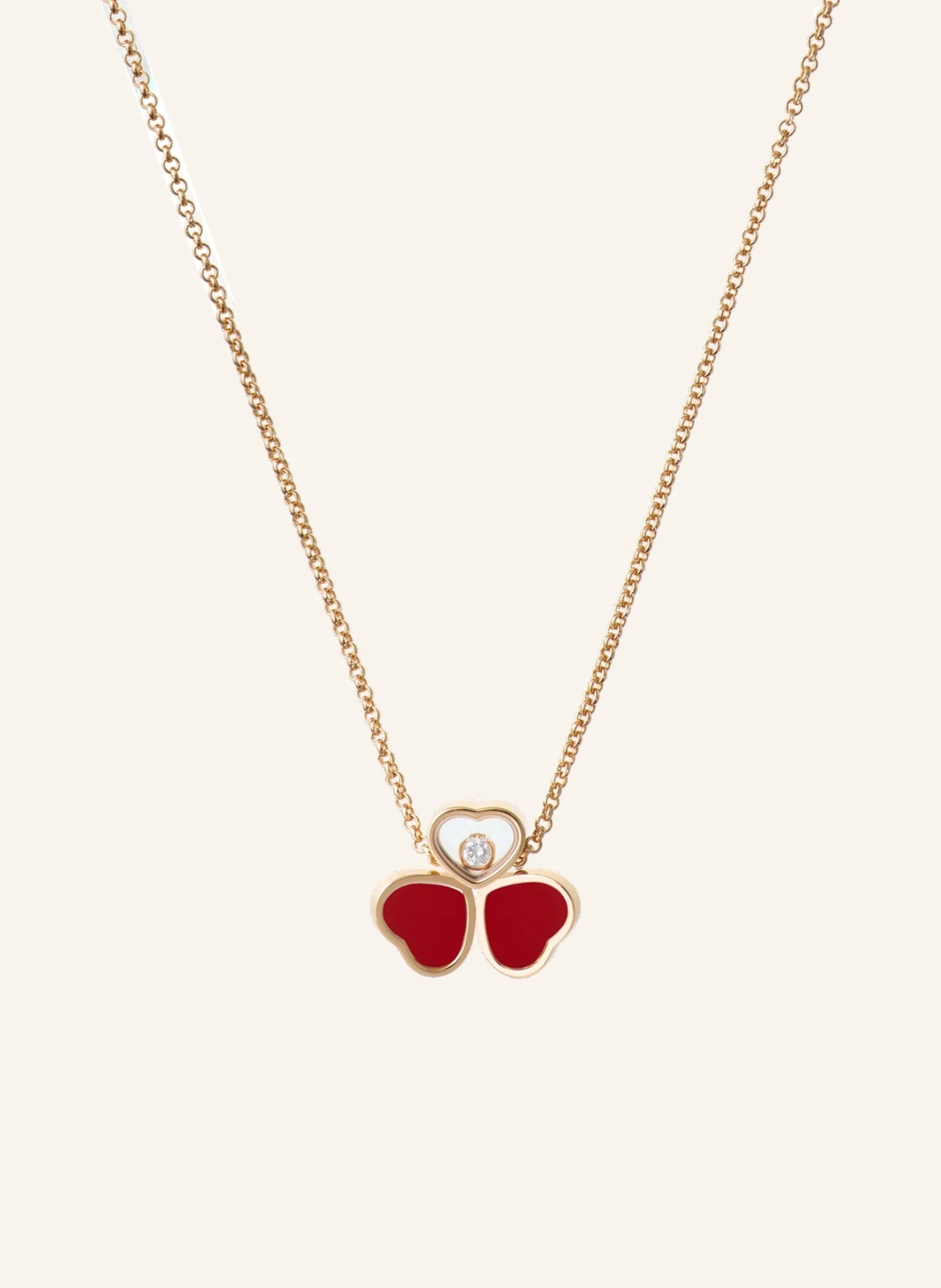 Chopard Halskette HAPPY HEARTS WINGS Halskette aus 18 Karat Roségold, Diamanten und roter Stein