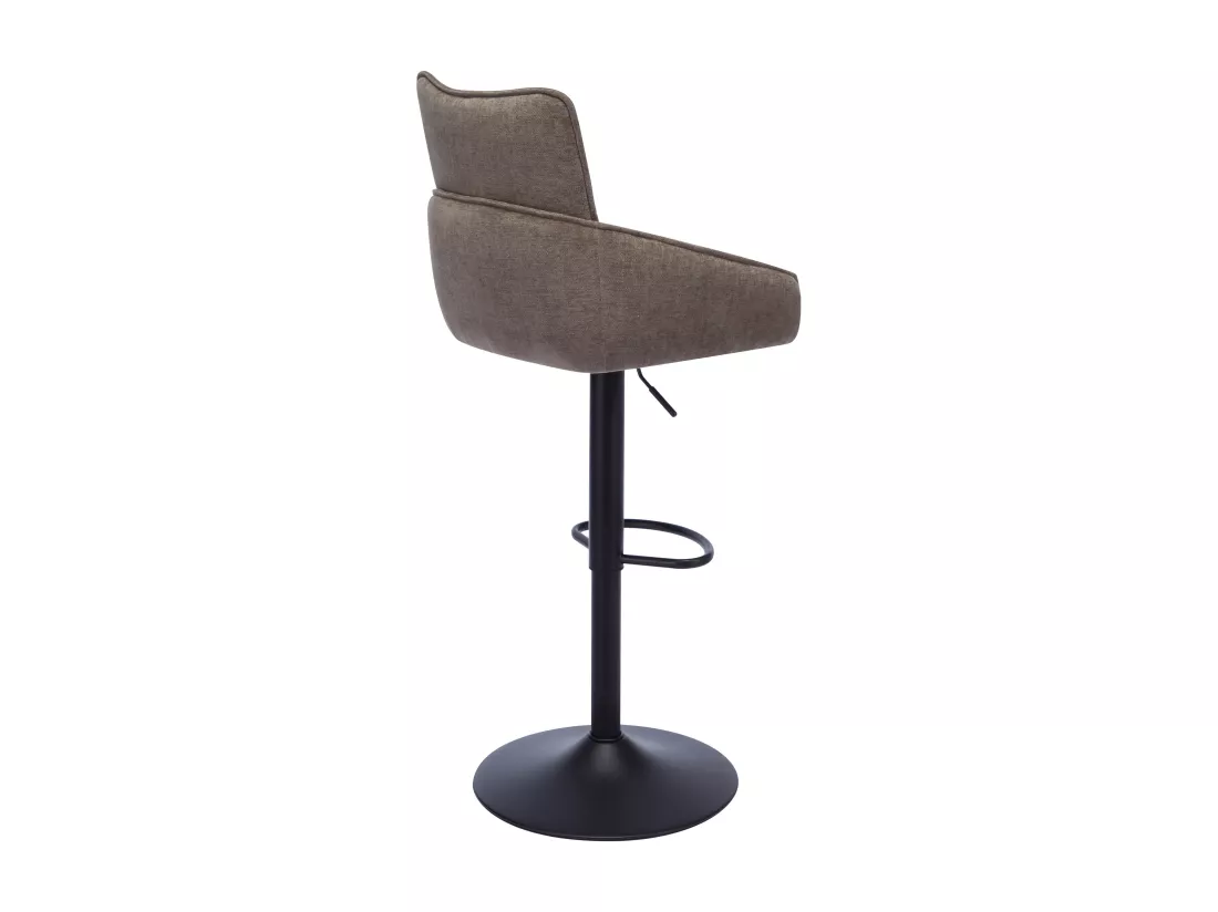 Lot de 2 tabourets de bar en tissu et métal noir - Hauteur réglable - Taupe - LIKOLIA