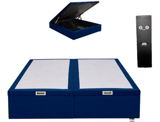 TEMPUR - Sommier 180 x 200 Premium Swift électrique 180x200 velours bleu D76