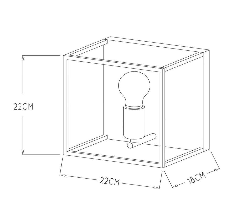 Lucide Ruben wandlamp 22x18cm E27 zwart mat