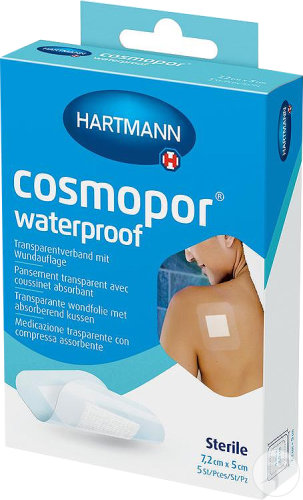 Hartmann Cosmopor Waterproof Pansement Transparent Avec Coussinet Absorbant 7,2x5cm 5 Pièces