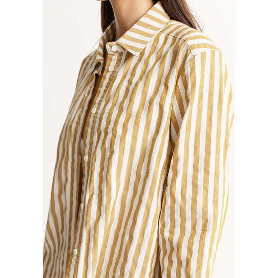 Rhythm Goodtimes Stripe Long Sleeve Shirt Camel Women SU24