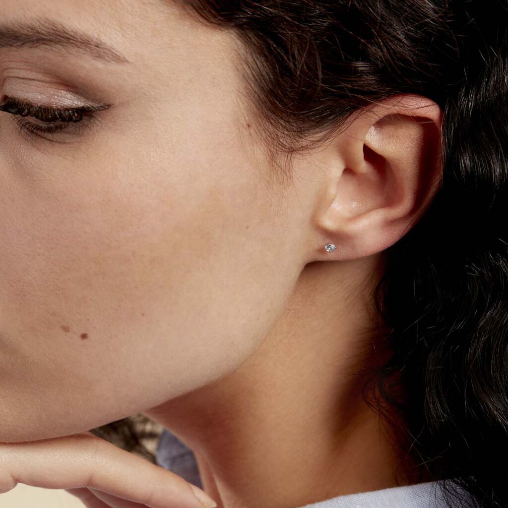 Boucles D'oreilles Puces Daria Or Blanc Oxyde De Zirconium