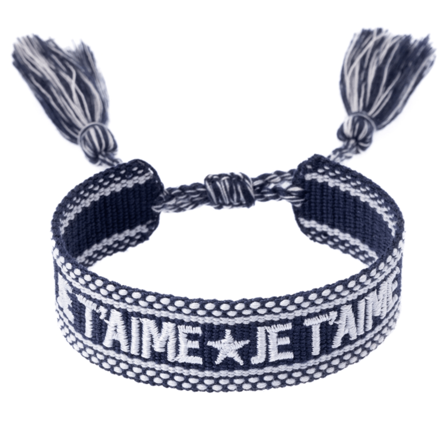 DARK Woven Friendship Bracelet Je T'aime Navy Blue