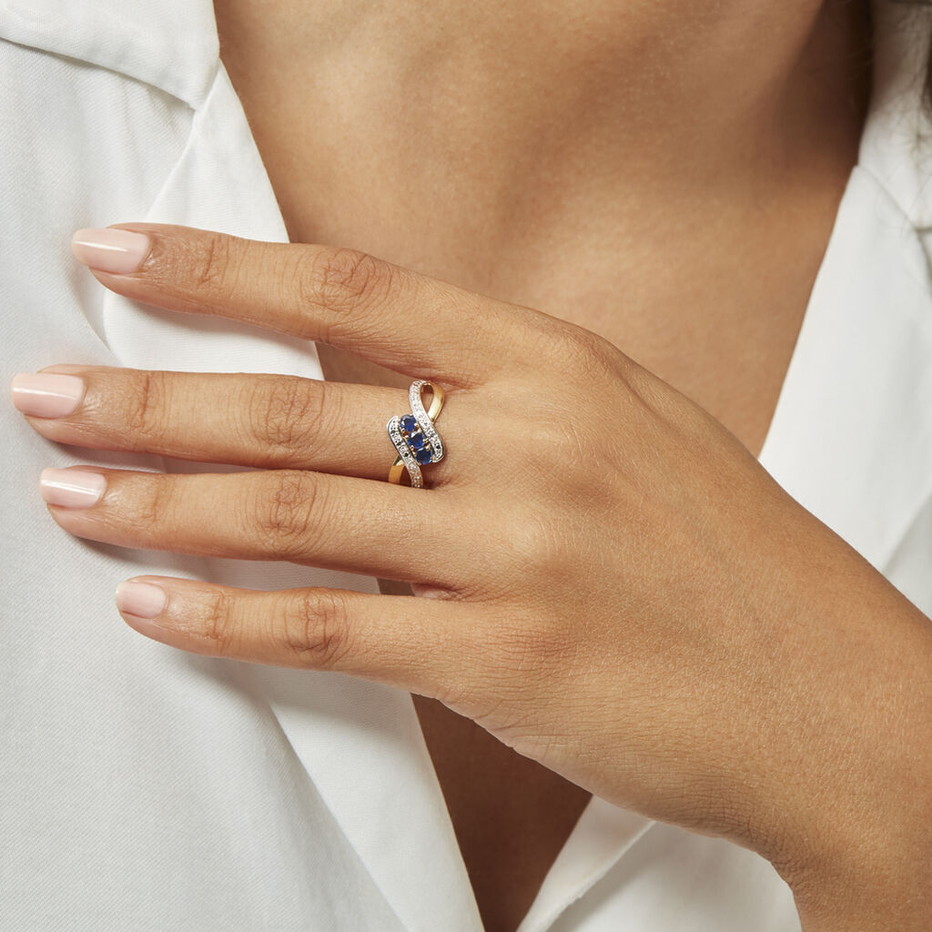 Bague Simma Or Jaune Saphir Et Diamant