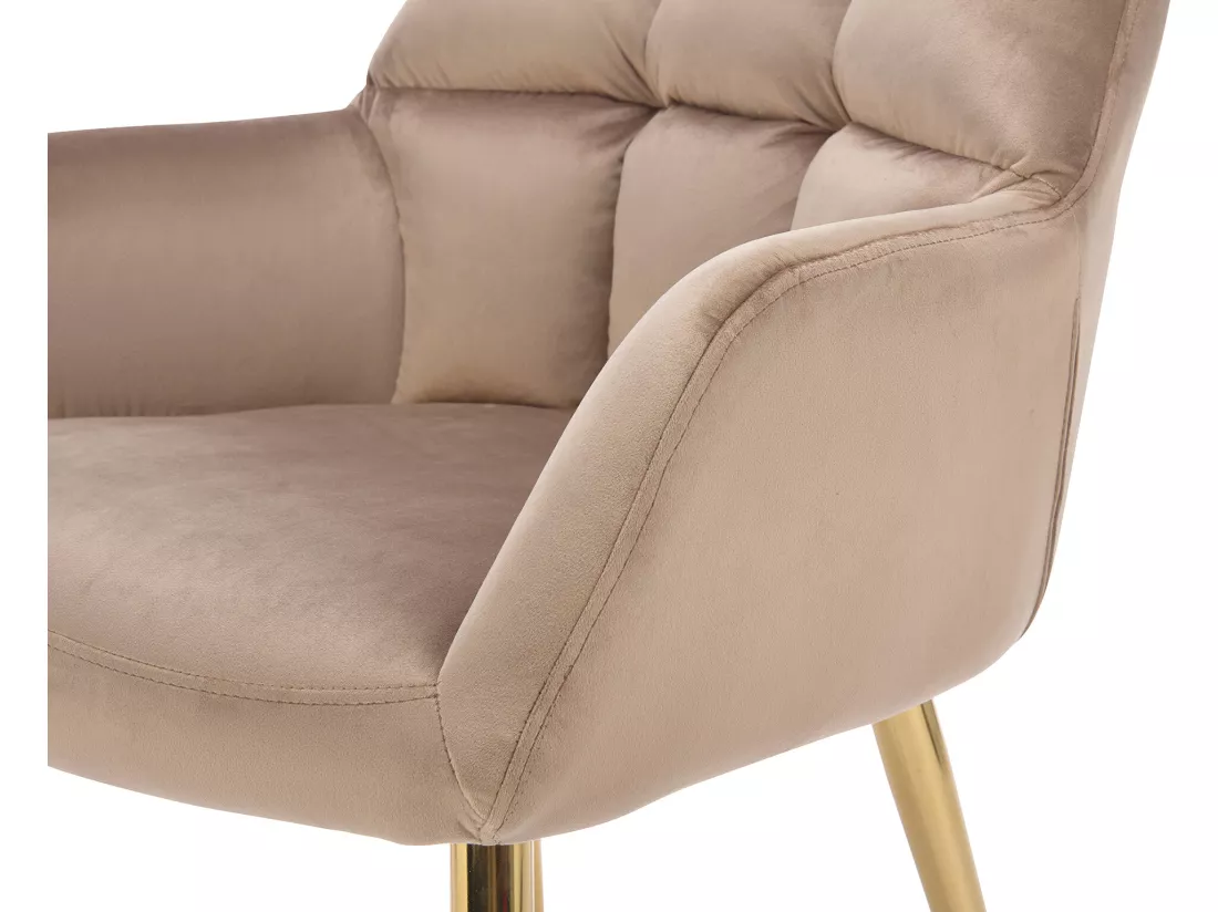 Lot de 2 chaises avec accoudoirs - Velours et métal doré - Beige - PEGA de Pascal MORABITO