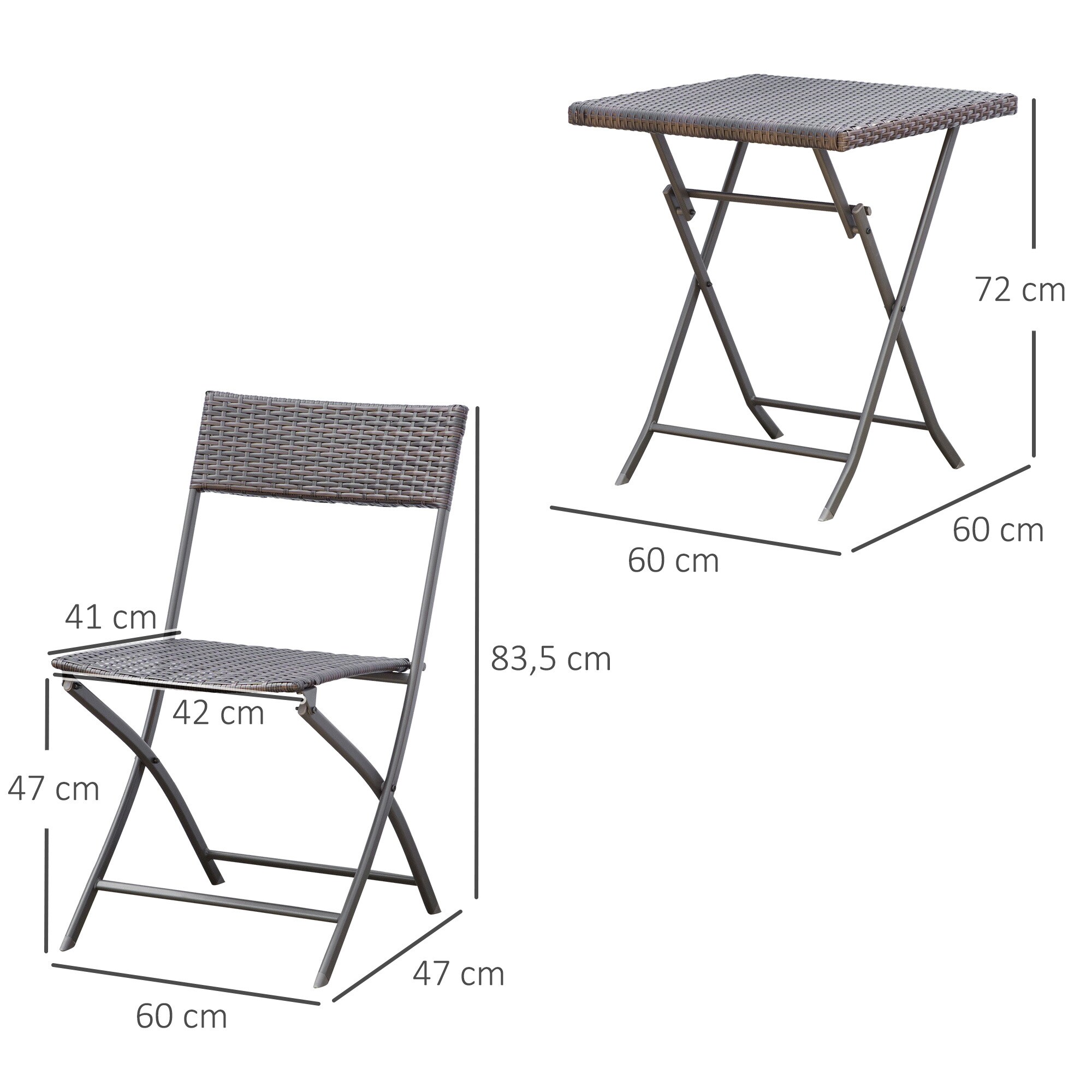 Outsunny Gartenmöbel als 3-teiliges Set schwarz