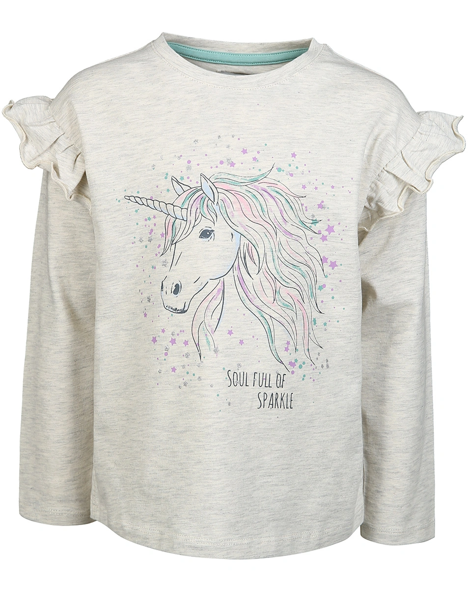 Langarmshirt GLITZERNDES EINHORN in creme melange