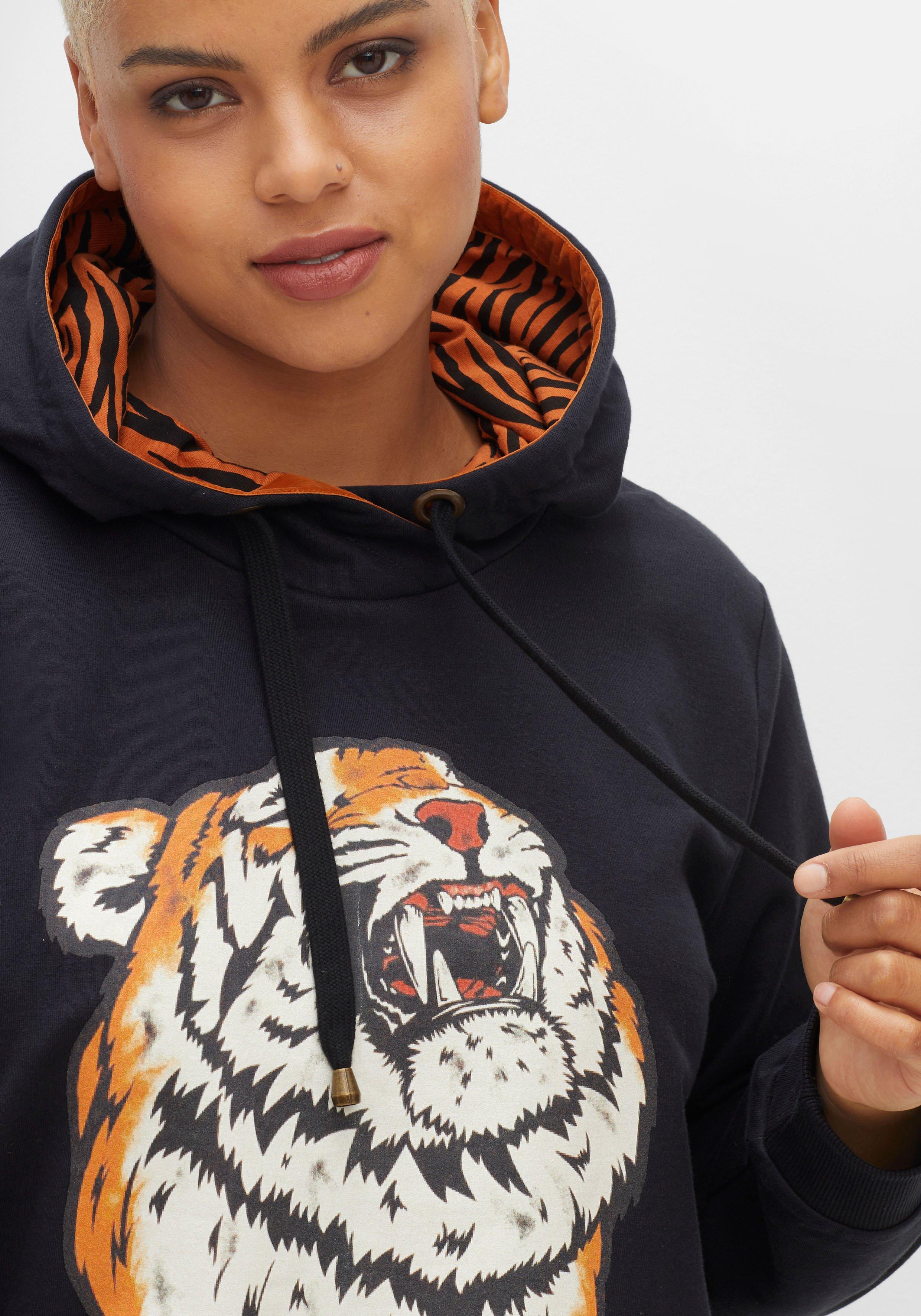 Kapuzen-Sweatshirt mit Animal-Frontdruck