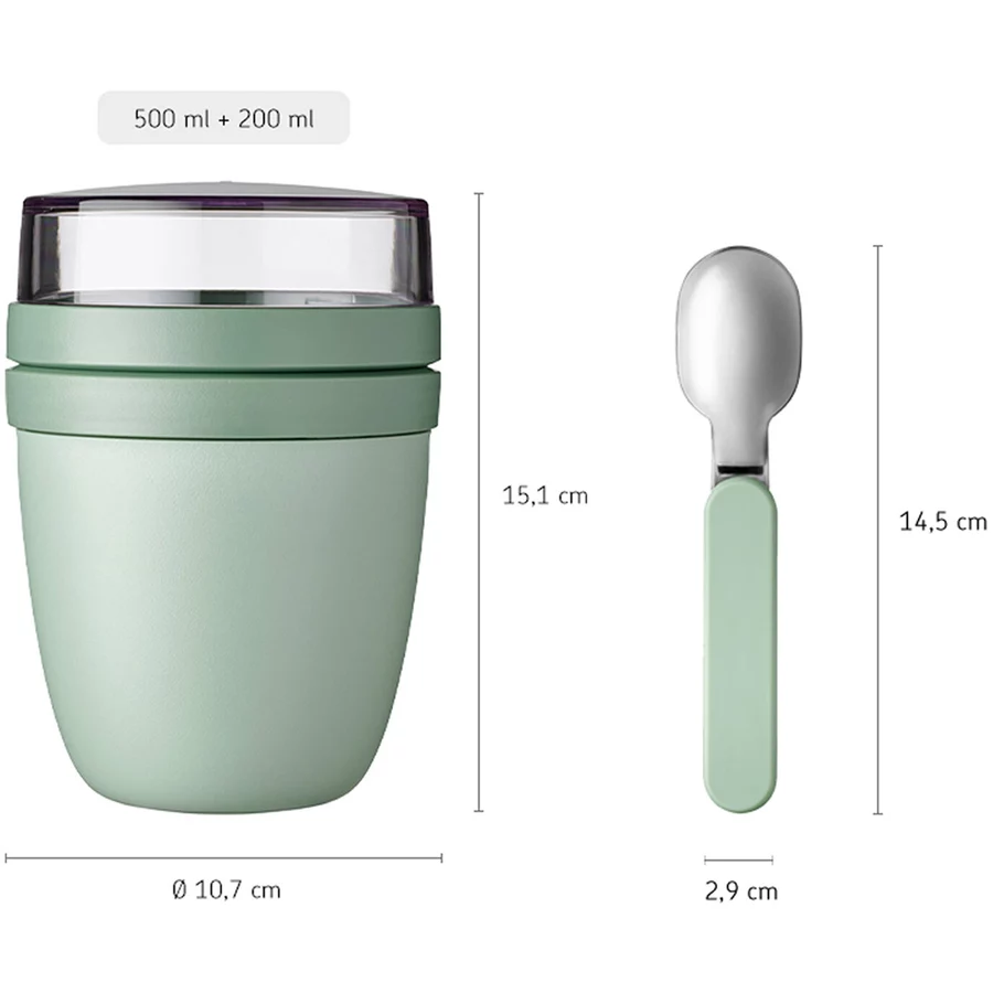 Mepal Lunchpot + Faltbarer Löffel Ellipse 500 + 200 ml weiß