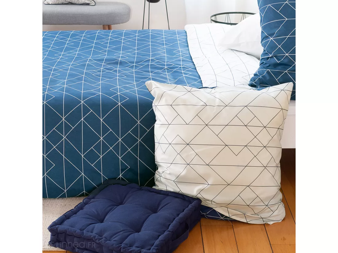 Parure de lit 240x220 cm microfibre LIST bleu 3 pièces