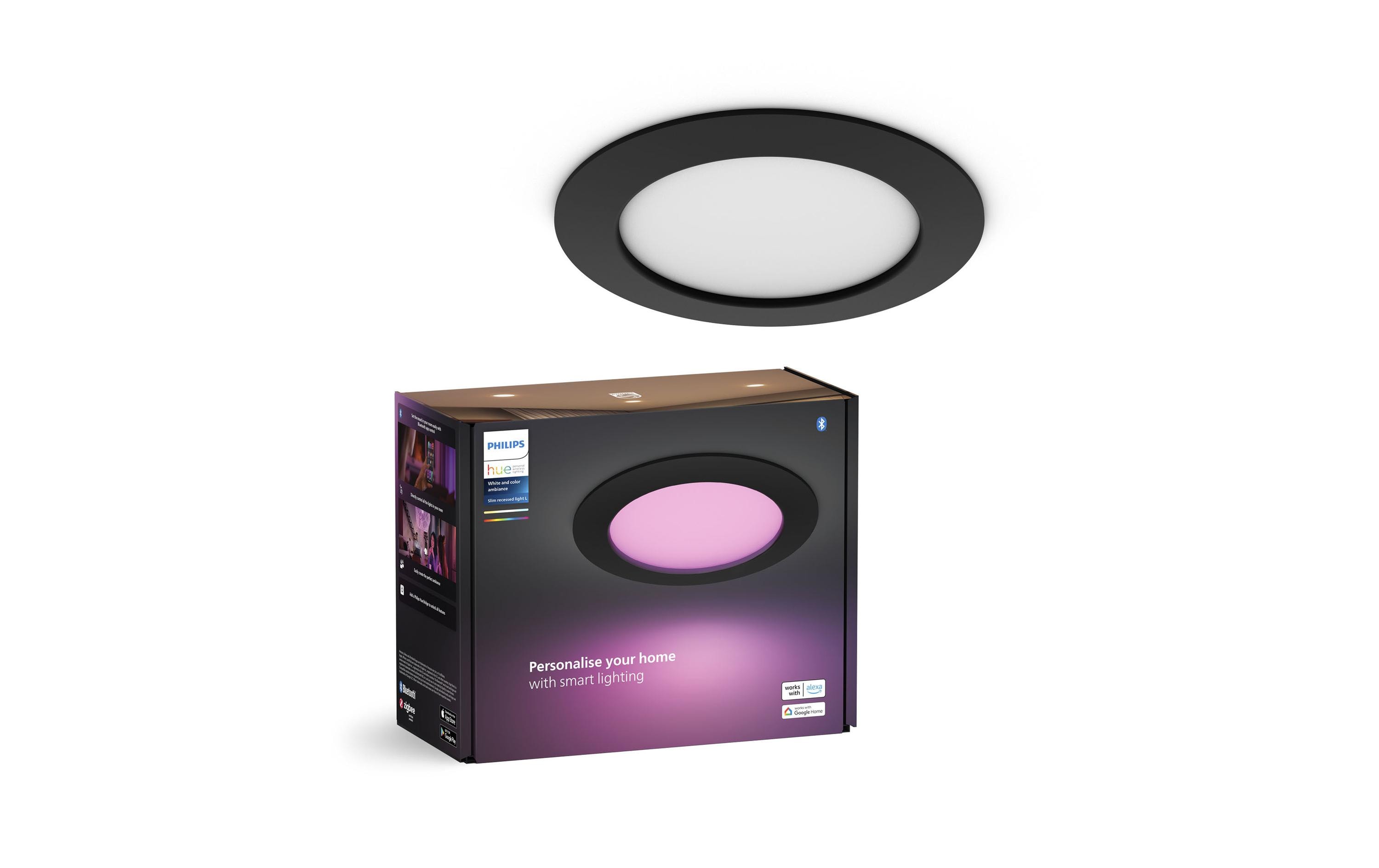 White & Color Ambiance Slim Recessed 170 mm schwarzSmarte Hue-Einbauleuchte