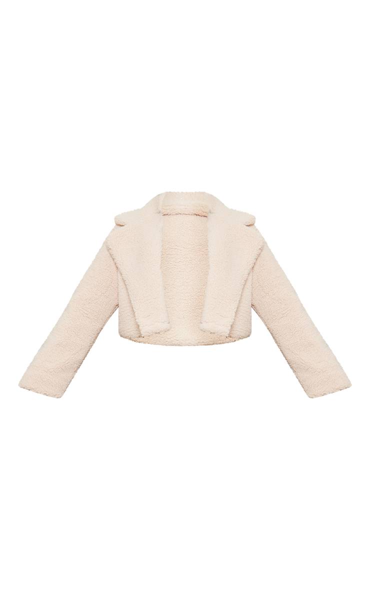 Manteau Court En Synthétique Teddy Avec Boutons Grande Taille