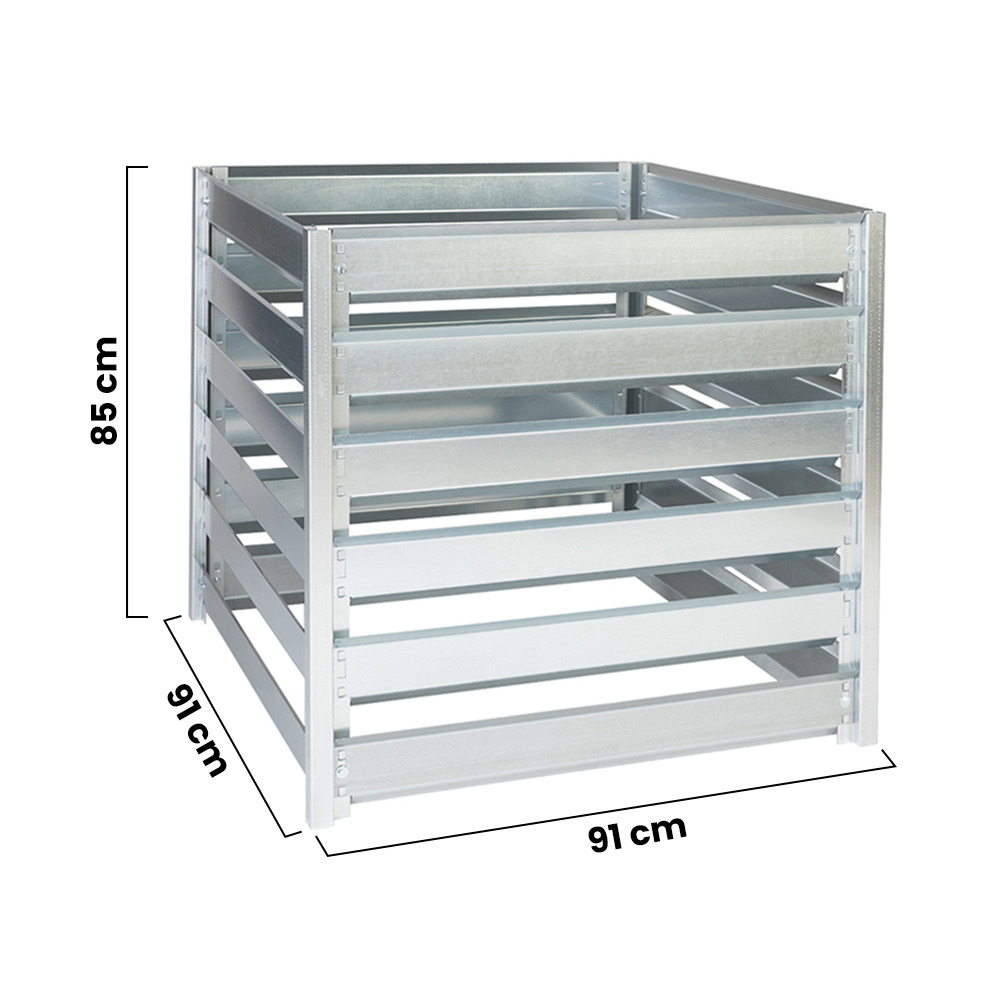 Composteur de jardin M800 - 91 x 91 x h85 cm / 704l - composteur de jardin en métal - bac à compost