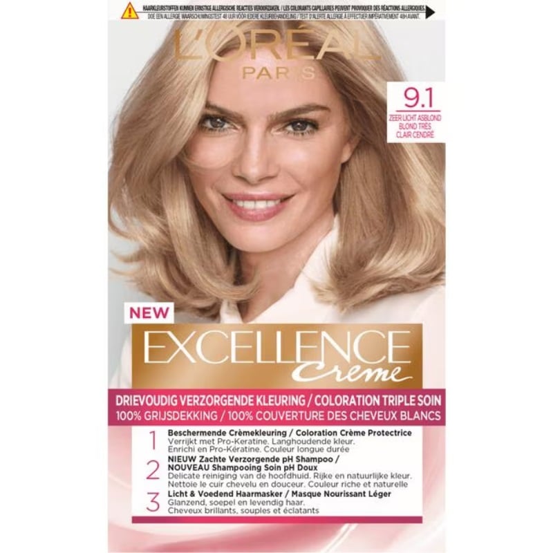 L’Oréal Excellence 9.1 Zeer Licht Asblond (1 stuk)
