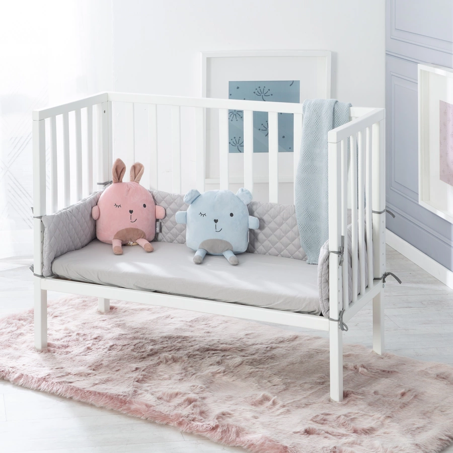 roba Beistellbett 2-in-1 weiß Style grau inkl. Matratze