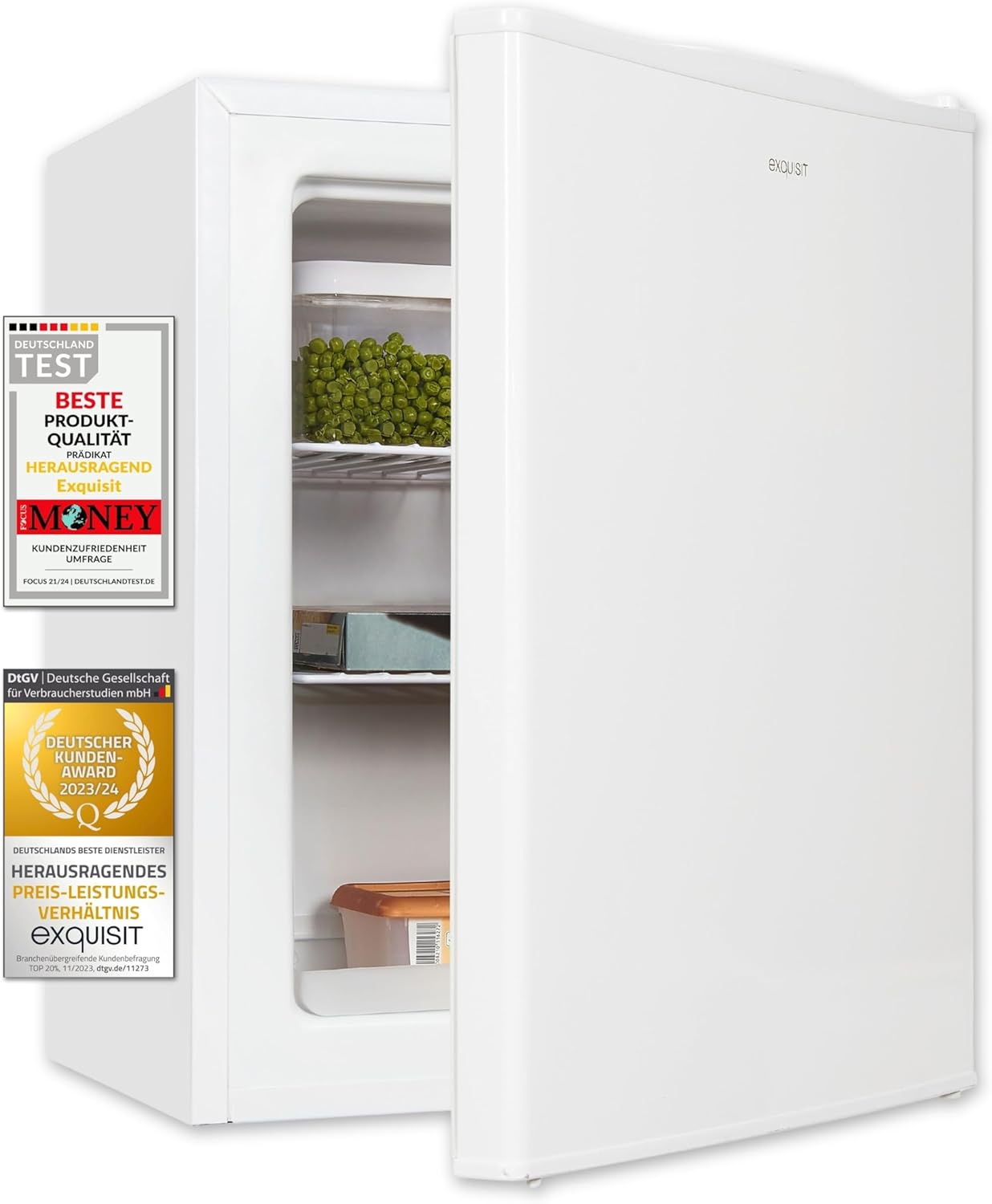 Exquisit Mini Gefrierschrank GB60-150E weiss | 42 l Nutzinhalt | Schwarz | Klein und kompakt | Türanschlag wechselbar | Gefrieren