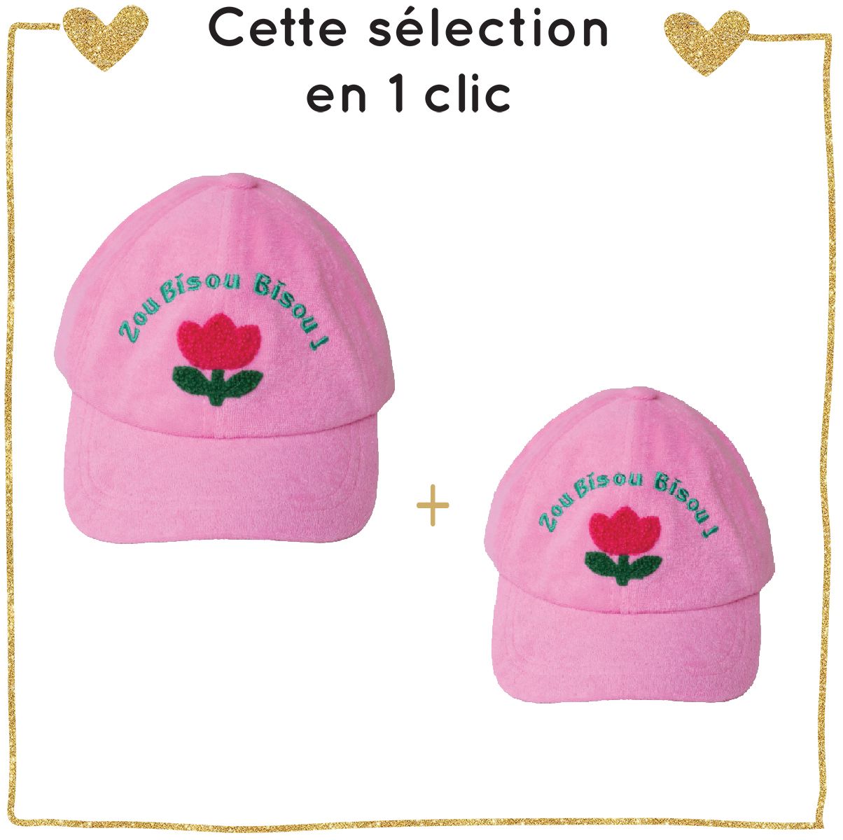 Duo casquettes éponge Tulipes adulte enfant - Zou Bisou Bisou !