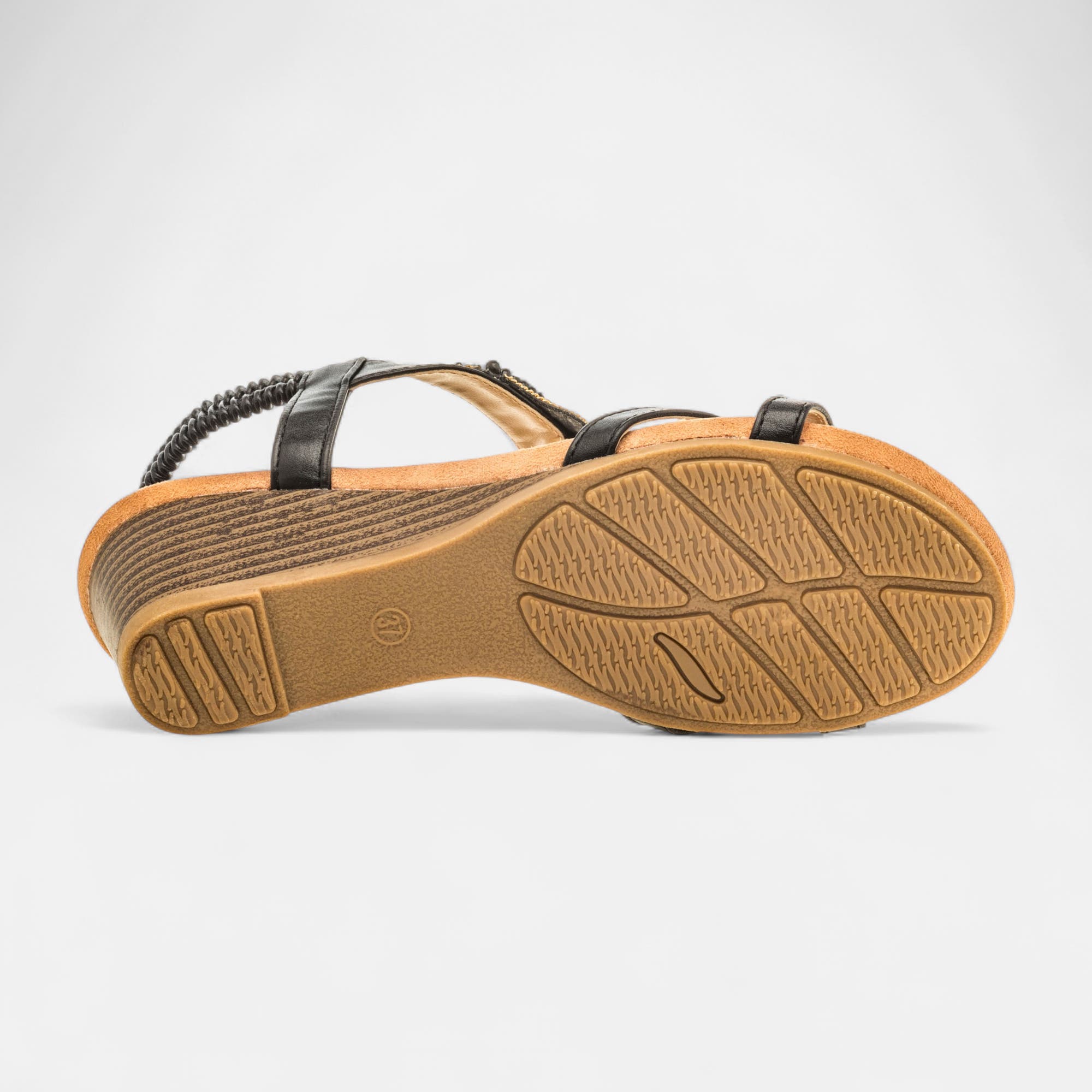 Nu-pieds à talon compensé Femme noir