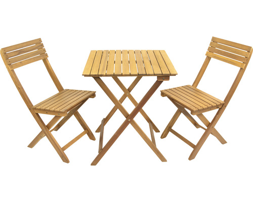 Garden Place Svea 3-delige opvouwbare balkonset bestaande uit: tafel, 2 stoelen, acaciahout, naturel