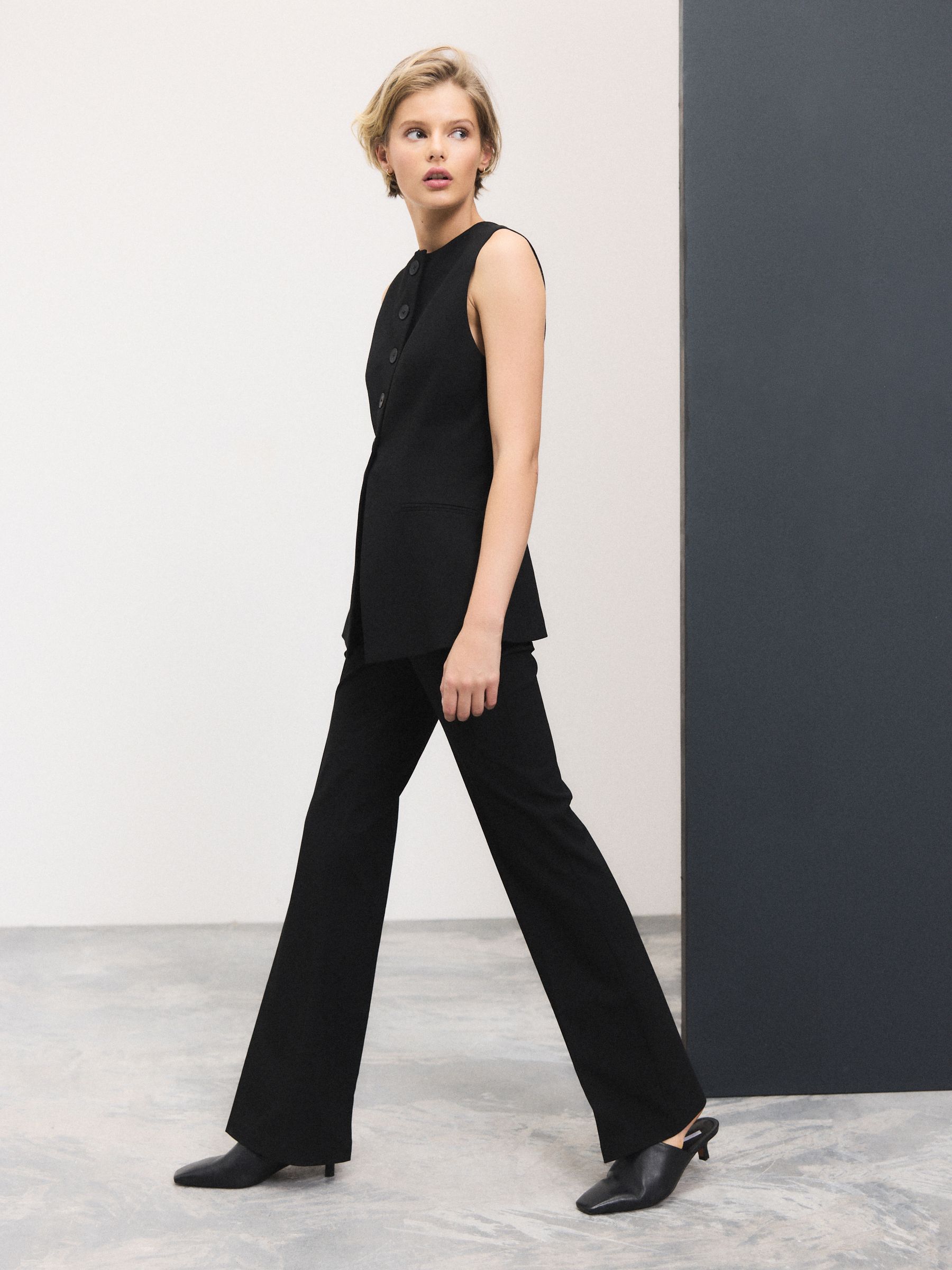 Zwart - Tailored Bootcut Trousers With Wool