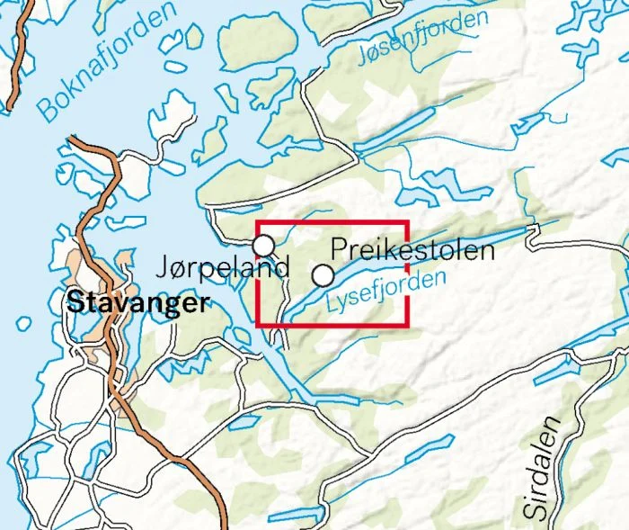 Høyfjellskart Preikestolen 1:20.000