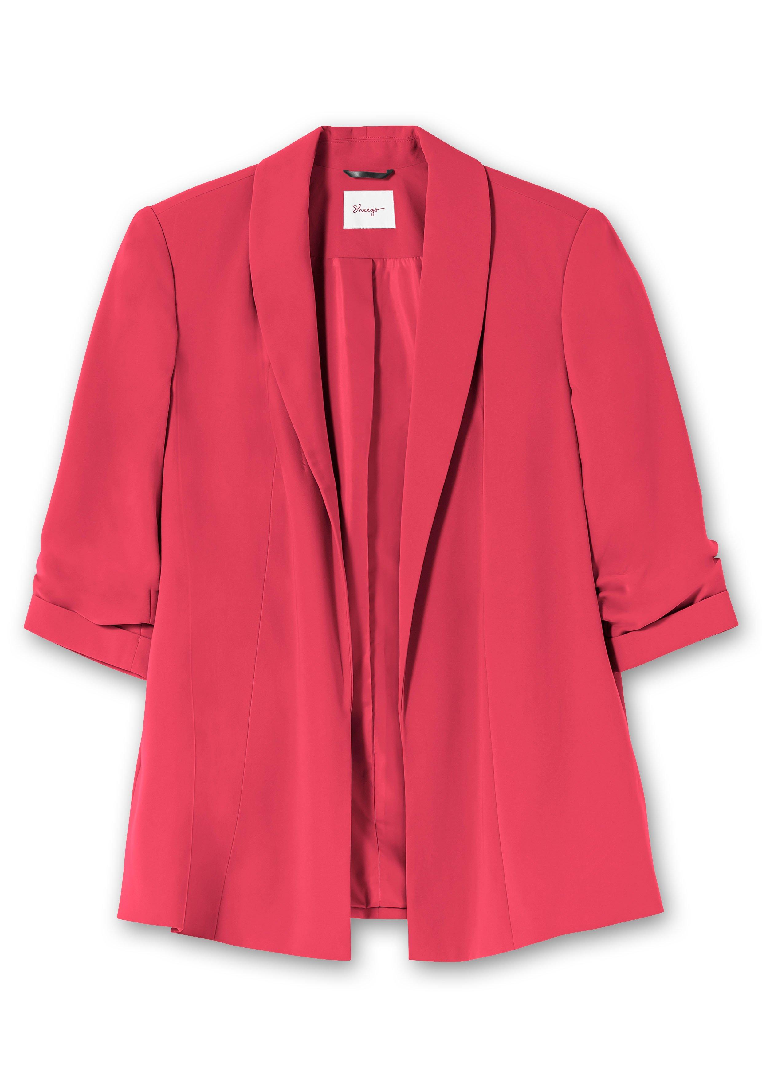 Langer Blazer mit Schalkragen und gerafftem 3/4-Arm